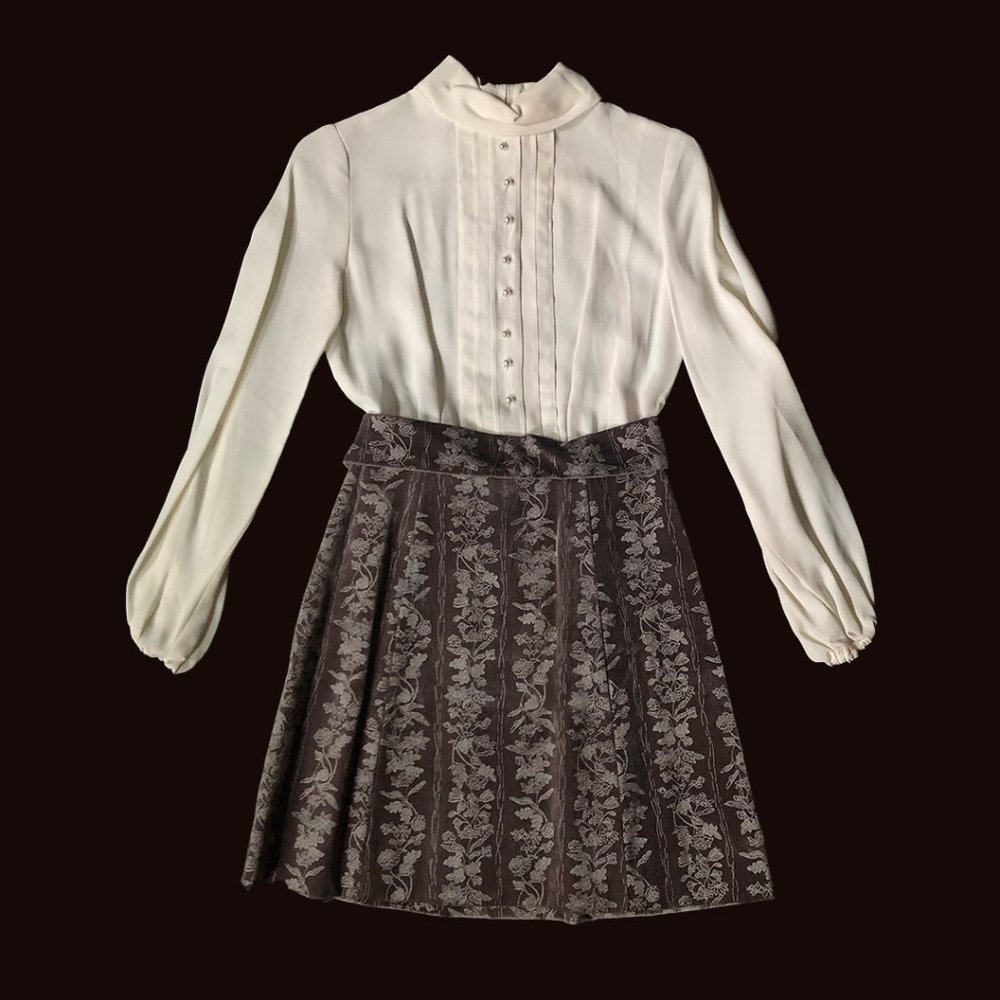 Vintage 60s 70s Kelly Arden Mini Dress Velveteen Skirt